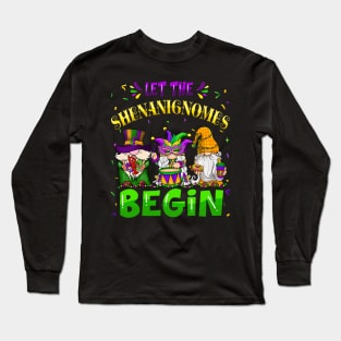 Let The Shenanigans Begin Mardi Gras Gnomes Kids Women Men Long Sleeve T-Shirt